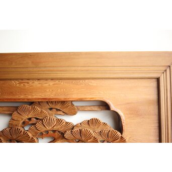 深彫 鷹松木彫欄間 2枚1組　R0161 