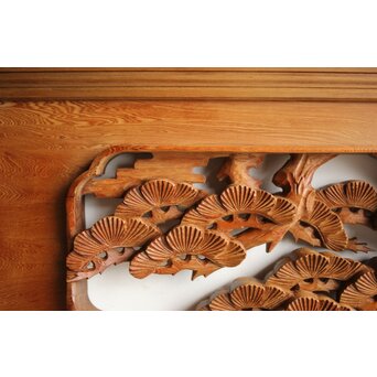 深彫 鷹松木彫欄間 2枚1組　R0161 