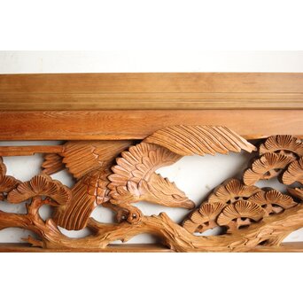 深彫 鷹松木彫欄間 2枚1組　R0161 