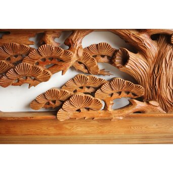 深彫 鷹松木彫欄間 2枚1組　R0161 