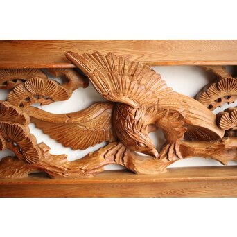 深彫 鷹松木彫欄間 2枚1組　R0161 