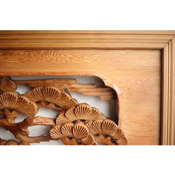 深彫 鷹松木彫欄間 2枚1組　R0161 