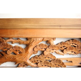 深彫 鷹松木彫欄間 2枚1組　R0161 