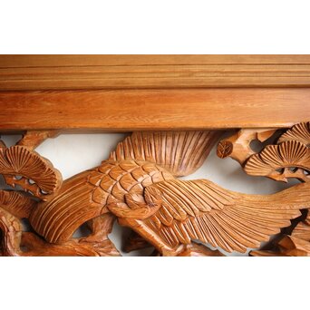 深彫 鷹松木彫欄間 2枚1組　R0161 