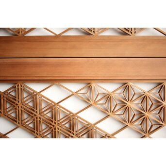 白木 多種組子欄間 2枚1組　R0163 