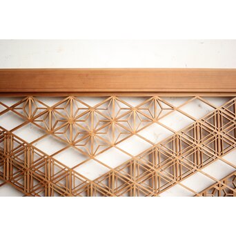 白木 多種組子欄間 2枚1組　R0163 