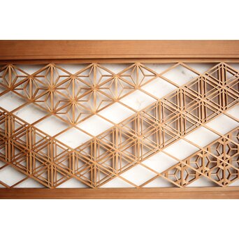 白木 多種組子欄間 2枚1組　R0163 