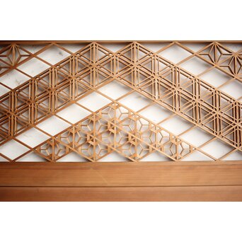 白木 多種組子欄間 2枚1組　R0163 