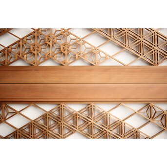 白木 多種組子欄間 2枚1組　R0163 