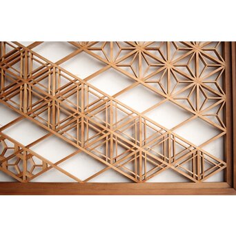 白木 多種組子欄間 2枚1組　R0163 