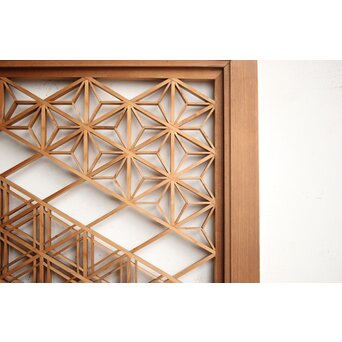 白木 多種組子欄間 2枚1組　R0163 