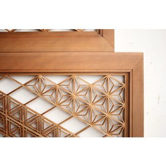 白木 多種組子欄間 2枚1組　R0163 