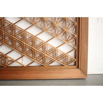 白木 多種組子欄間 2枚1組　R0163 