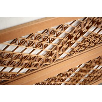 白木 多種組子欄間 2枚1組　R0163 