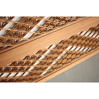 白木 多種組子欄間 2枚1組　R0163 