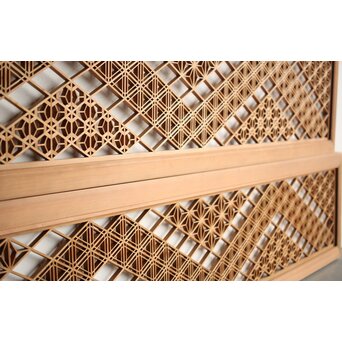 白木 多種組子欄間 2枚1組　R0163 