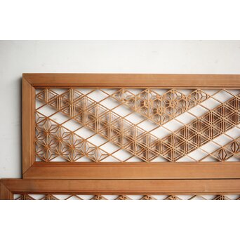 白木 多種組子欄間 2枚1組　R0163 