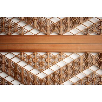 白木 多種組子欄間 2枚1組　R0163 