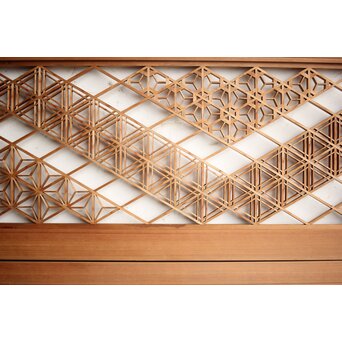 白木 多種組子欄間 2枚1組　R0163 