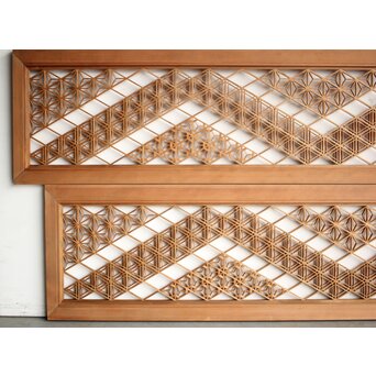 白木 多種組子欄間 2枚1組　R0163 