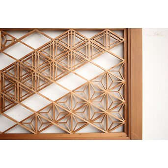 白木 多種組子欄間 2枚1組　R0163 