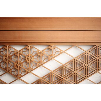 白木 多種組子欄間 2枚1組　R0163 