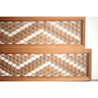 白木 多種組子欄間 2枚1組　R0163 