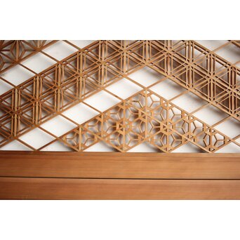 白木 多種組子欄間 2枚1組　R0163 