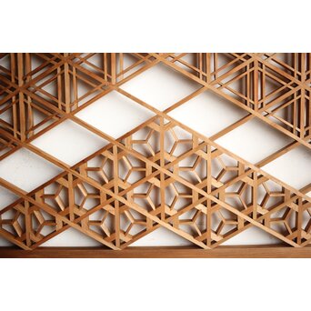 白木 多種組子欄間 2枚1組　R0163 