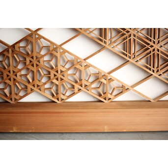 白木 多種組子欄間 2枚1組　R0163 