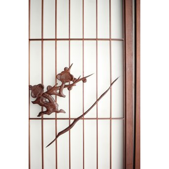 ガラス入 松竹梅と山景の書院 4枚1組　R0164 