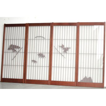 ガラス入 松竹梅と山景の書院 4枚1組　R0164 