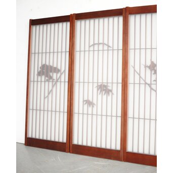 ガラス入 松竹梅と山景の書院 4枚1組　R0164 