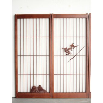 ガラス入 松竹梅と山景の書院 4枚1組　R0164 