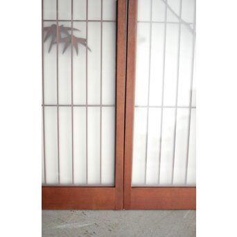 ガラス入 松竹梅と山景の書院 4枚1組　R0164 