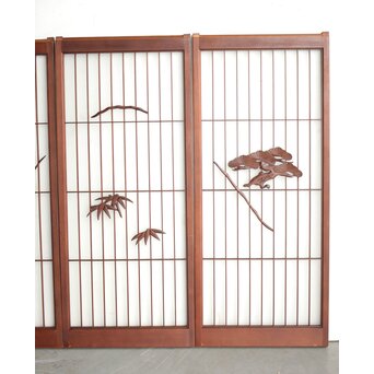 ガラス入 松竹梅と山景の書院 4枚1組　R0164 