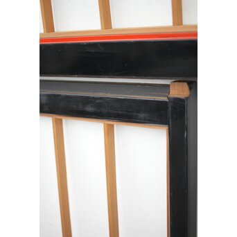 黒枠 曲雲銘 流水に鯉 木彫書院欄間 5枚1組　R0169 