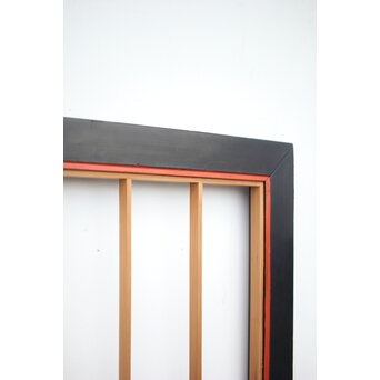 黒枠 曲雲銘 流水に鯉 木彫書院欄間 5枚1組　R0169 