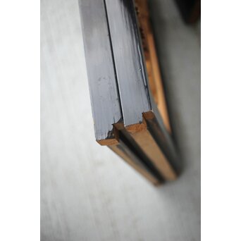 黒枠 曲雲銘 流水に鯉 木彫書院欄間 5枚1組　R0169 