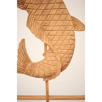 黒枠 曲雲銘 流水に鯉 木彫書院欄間 5枚1組　R0169 