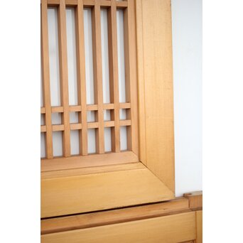 乳白色アクリルとクリアガラス 白木書院欄間 5枚1組　R0170 