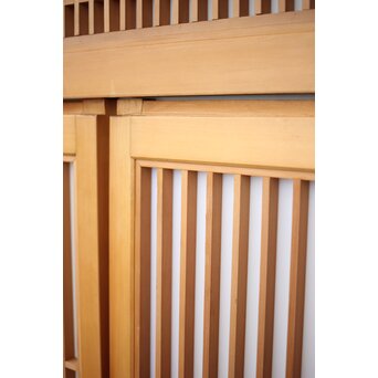 乳白色アクリルとクリアガラス 白木書院欄間 5枚1組　R0170 