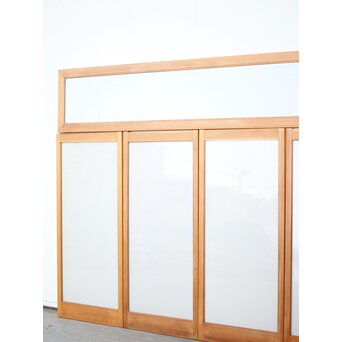 乳白色アクリルとクリアガラス 白木書院欄間 5枚1組　R0170 