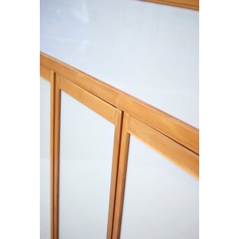 乳白色アクリルとクリアガラス 白木書院欄間 5枚1組　R0170 