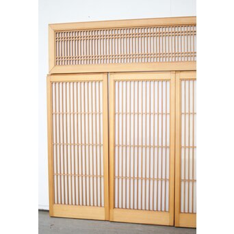 乳白色アクリルとクリアガラス 白木書院欄間 5枚1組　R0170 