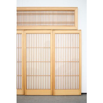 乳白色アクリルとクリアガラス 白木書院欄間 5枚1組　R0170 