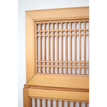 乳白色アクリルとクリアガラス 白木書院欄間 5枚1組　R0170 