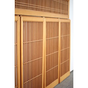 乳白色アクリルとクリアガラス 白木書院欄間 5枚1組　R0170 