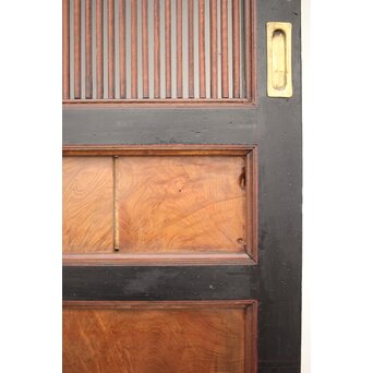 牡丹獅子金具 黒枠 細格子蔵戸　W064YD 