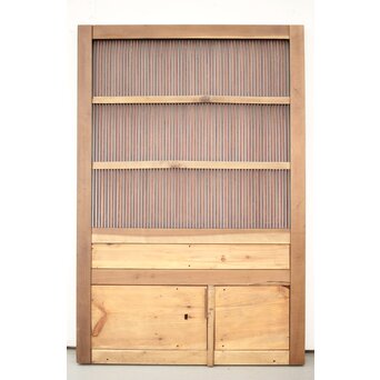 牡丹獅子金具 黒枠 細格子蔵戸　W064YD 